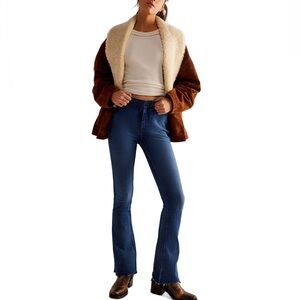 Free People Women's Level Up Mid-rise slit bootcut jeans